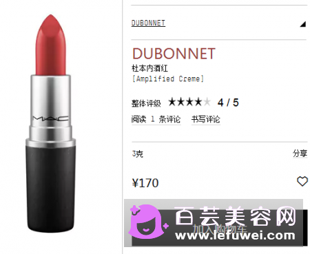 mac dubonnet真人试色 价格是多少